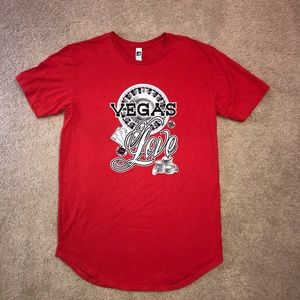 Las Vegas Love Gaming Graphic Tee Adult Size Large Tall Red Tunic Cotton